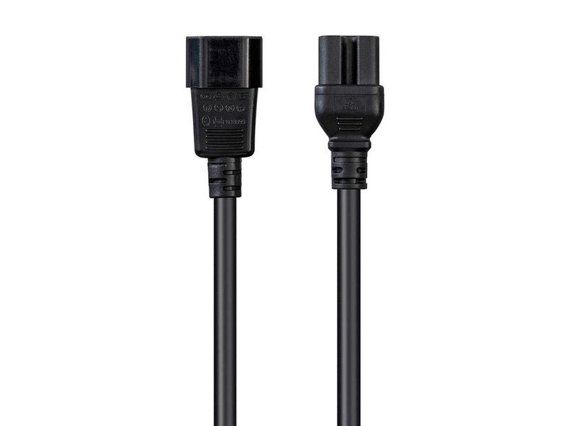 Monoprice Heavy Duty Power Cable - IEC 60320 C14 to IEC 60320 C15, 15 Amp, 1875 Watt, 125 Volt, 14AWG, 6 Feet, Black - Image 2